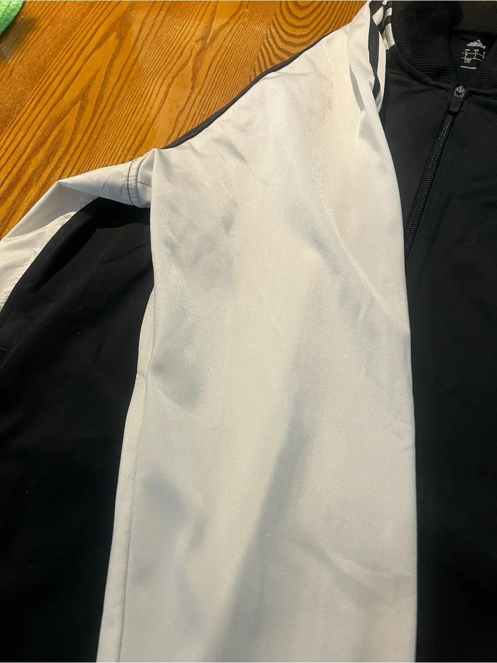 Adidas Black and White Bomber Track Jacket with 3 stripes. Jacket/Pants Large